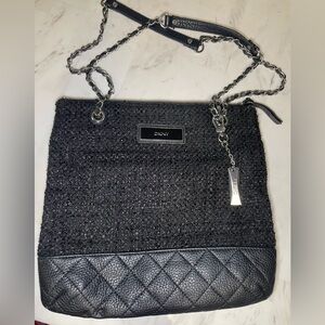 DKNY Black Quilted Leather Shoulder Bag